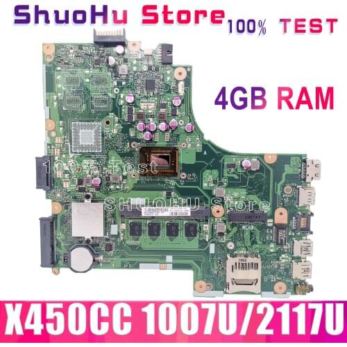 KEFU X450CC Mainboard For ASUS X450CA R410C Y481C X450C X450CL Laptop Motherboard 1007U/2117U CPU 4G Tested 100% Work Original