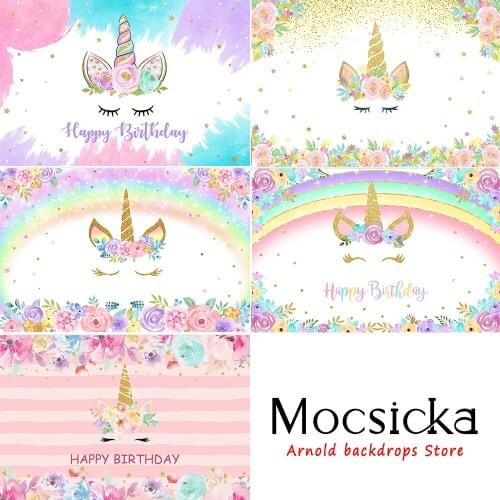 MOCSICKA Birthday Party Photo Background Rainbow Unicorn Decoration Style Baby Shower Photo Wallpaper Photography Props Banner