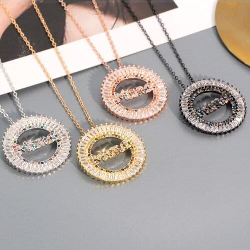 Fashion womens rainbow zircon crystal necklace micro pavé zircon charm magic eye pendant mom necklace gift jewelry