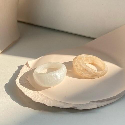 2021 New Korean Transparent Acrylic Irregular Marble Pattern Ring Geometric Square Round Rings Set for Women Party Jewelry