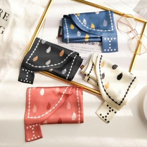 Small Silk Scarf Spring Autumn Korean Fashion Leaf Decorative women fashion Neckerchief