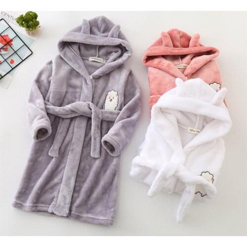 38 Styles Thick Flannel Girl Night-Robe Toddler Sleeping Pajamas Boy Bath Robe Soft Nightgown Children Kids Hooded Bathrobe