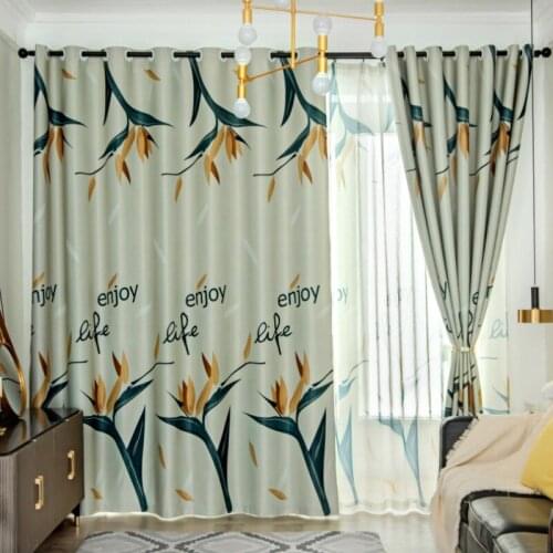 New Chinese Style Flower Printing Floor-to-ceiling Curtains and Bay Windows Curtains for Living Dining Room Bedroom Balcony
