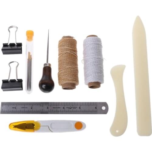 New 16 Pcs Bookbinding Kit Starter Tools Set Bone Folder Paper DIY Crafts Sewing E56C