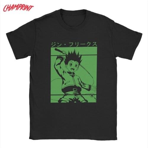 Hunter X Hunter Gon Freecss T Shirt for Men Pure Cotton T-Shirt O Neck Anime Kawaii Manga Tee Shirt Short Sleeve Clothes Party