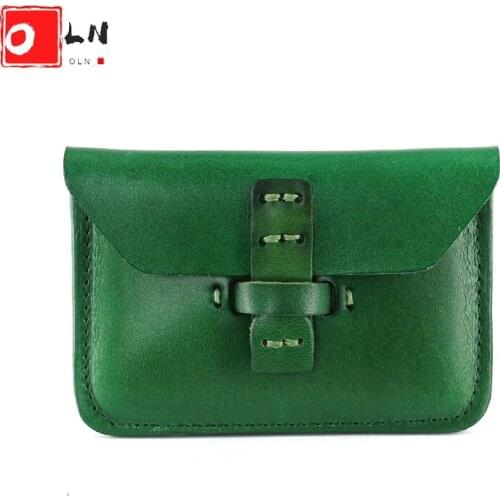 OLN Vintage Bank Credit Card Holder For Women Retro Small Vegetable Leather Business Cardholders Men Luxury Coin Purse Unisex