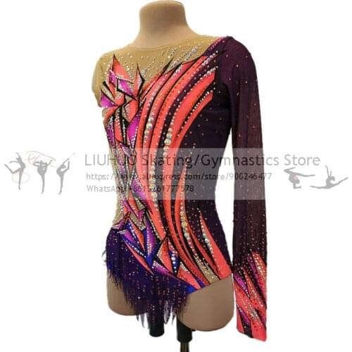 Custom Figure Skating Dress Womens Girls One-Sleeve Competition Rhythmic Unitards Ballet Dance Leotard Artistic Costume