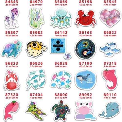 DIY Craft Supplies Sewing Accessories Cartoon Marine Life Printed Planar Resins Mold 30 Pieces. PR-84843