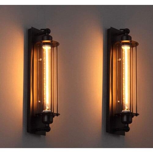 Industrial Wall Light Vintage Wall Lamp Sconce Fixtures Rustic Lights Lighting Tube Bulbs for Bar Cafe Living Room Decor E27 LED
