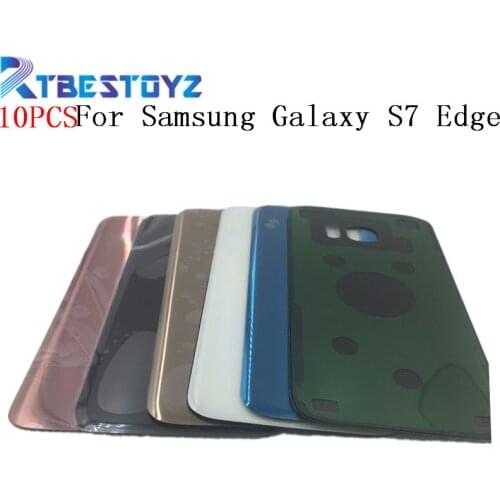 RTBESTOYZ 10PCS/Lot For Samsung Galaxy S7 Edge G935 G935F G935H Back Battery Cover Door Rear Glass Housing Case With Logo