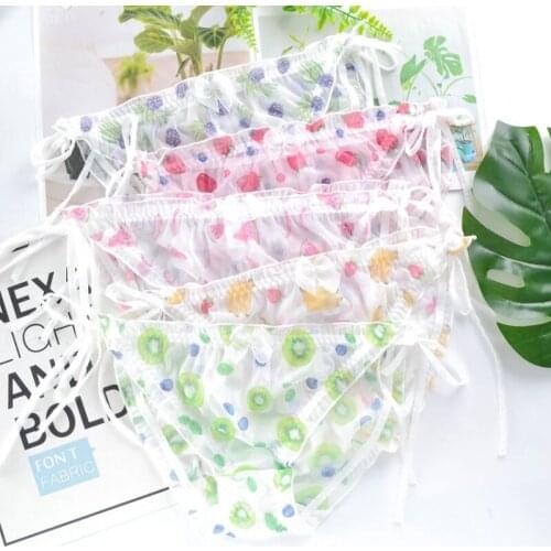 Sexy Underwear Women Thong Panties Seamless Ethika Strawberry Lingerie Cute Mesh Transparent Fruit Print Kawaii Panty Briefs