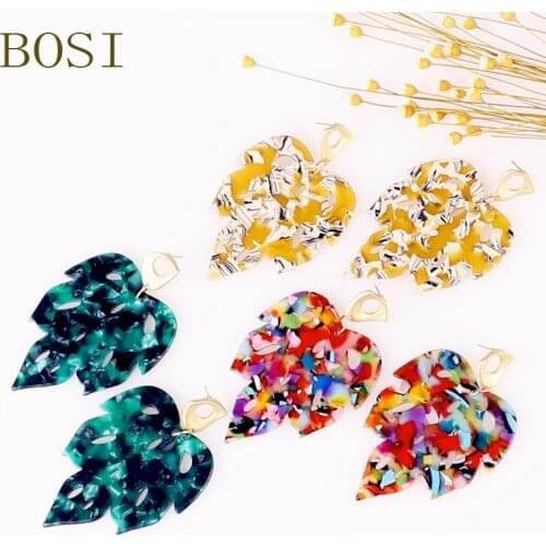 Acetate Leaf Earrings For Women Boho 2019 Dangle Drop Earrings Acrylic Face Fashion Big Bohemian Accessories Leopard African New