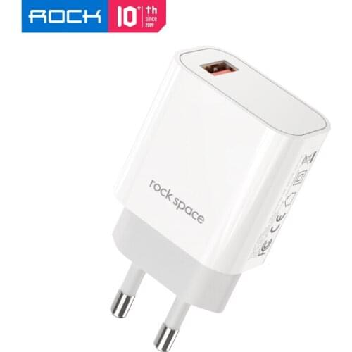 For iPhone 12 Pro Max Wall Charger Rock T48 USB QC3.0 18W Portable Fast Charger Adapter Travel Charger for Redmi Note 10 Pro