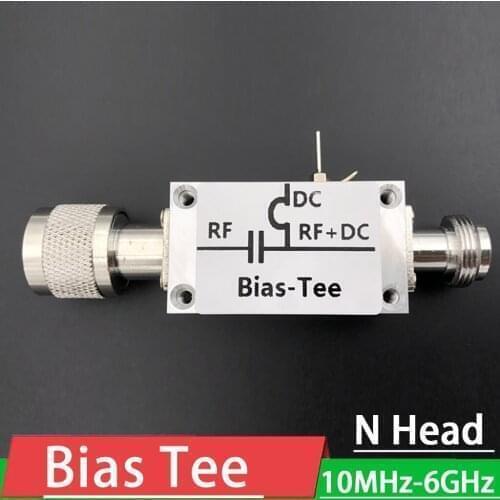 Bias Tee 10MHz-6GHz N-Head RF Biaser Broadband Feeder RF Blocker Isolator for HAM radio RTL SDR LNA Low Noise Amplifier