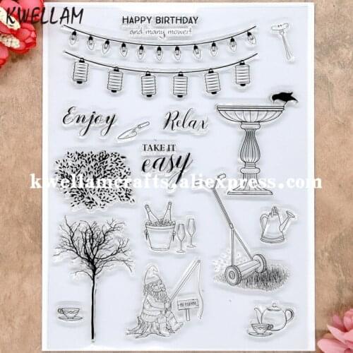 HAPPY BIRTHDAY Enjoy Relax Lightchain Scrapbook DIY photo cards rubber stamp clear stamp transparent stamp 15.5x20.5cm 8072603