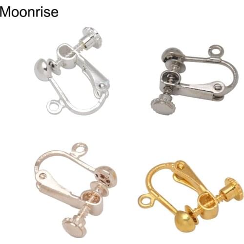 Screw Non-Pierced Earring Clips Hook Adjustable Brass Earring Component For Jewelry Making Silver Plated (5pairs) HK025