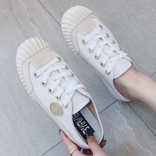 New Women vulcanized sneakers breathable flat casual Biscuit shoes woman spring summer canvas half slippers women shoes xx666