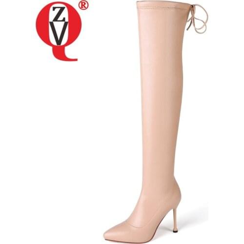 ZVQ Women winter Fashion New Style High boots Good Qualtiy working Shoes Solid color fabric/Suede Mature soft Pointed Toe