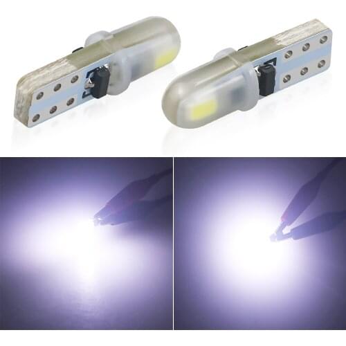 10Pcs T5 Automatic Car Dashboard Lights 2Led 3014smd instrument reading panel lamp without polarity led White 12V Wholesale