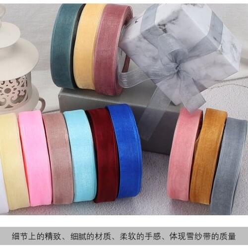 12/15/20/25/40mm Organza Ribbon 50Yards/Roll DIY Handmade Crafts Fabric Christmas Wedding Birthday Party Gift Box Wrapping Tape