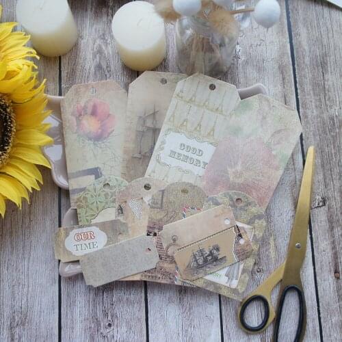 Mix size 12pcs paper labels Retro style packaging party gift decoration tags Scrapbooking Craft Paper DIY Decoration