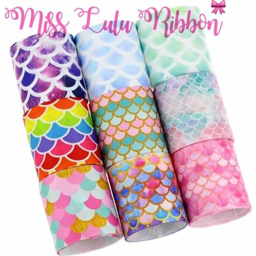 16mm-75mm Scale Series Rainbow Gradient Color Printed Grosgrain Ribbon/Foe Hair Band Making DIY Gift Wrap 50yards/roll