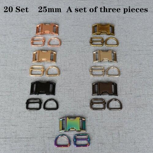 20 Set (A) 25mm Metal D Ring+Adjustable+Release Buckle DIY Dog Collar and Leash Accessories 3JT25mm07L