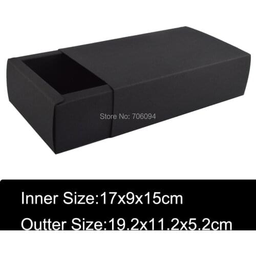 20pcs 19.2x11.2x5.2cm Black drawer paper box handmade Black gift box,Wedding party box,custom box logo