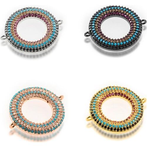 22.1x26.3mm Compact Color Crystal Hollow Round Fashion Personality Accessory Cconnector Female Bracelet Necklace Accessory