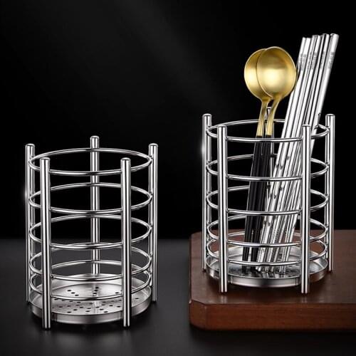 304 Stainless Steel Stand Kitchen Cutlery Storage Rack Utensil Tableware Organizer Forks Knife Tools Drying Container Box Drain