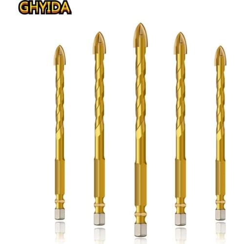 4pcs/Set Quality Drill Bits Carbide Alloy Titanium Plated Triangle Glass Drill Tungsten Steel Tile Drill Power Hand Tools Set