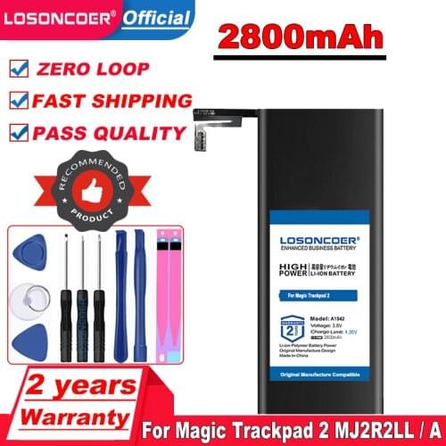 LOSONCOER 2800mAh A1542 Wireless Trackpad Battery for Apple Magic Trackpad 2 Touchpad MJ2R2LL / A Battery