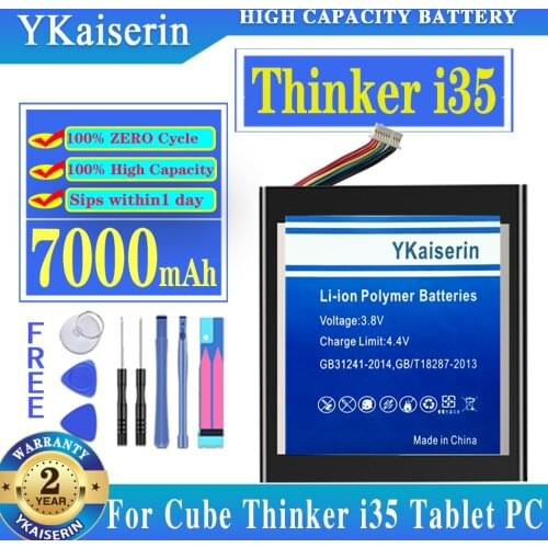 YKaiserin 7000mAh Battery for ALLDOCUBE Cube Thinker i35 Tablet PC Kubi New Li Polymer Rechargeable Pack 10 Lines+Plug