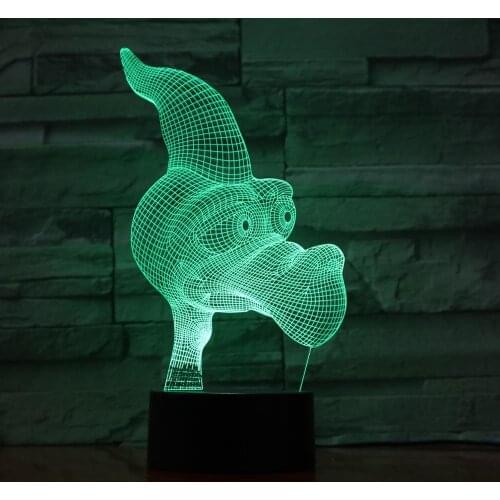 Acrylic 3D Illusion LED 7 Colors Changing Decorative Table Lamp Cartoon Pterosaur Cute Childrens Night Light Gift
