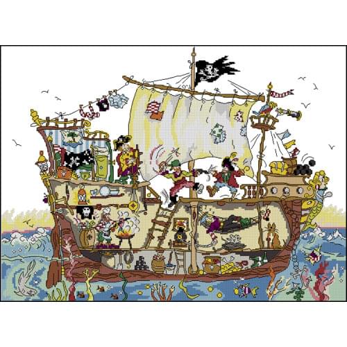 Top Quality popular lovely counted cross stitch kit cut thru pirate ship bothy threads