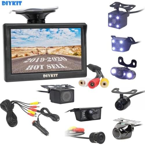 DIYKIT 5" Car Rearview Monitor Auto Parking Vedio + LED Night Vision Backup Reverse Camera HD Car Rear View Camera with Monitor