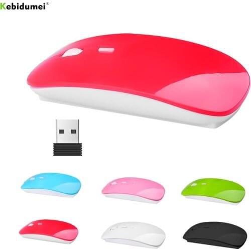 Kebidumei2.4Ghz USB Wireless Mouse Ultra Thin Optical Gaming Slim Receiver Computer For Apple Mac Laptop Power Switch Mice