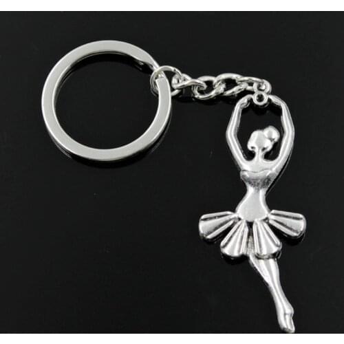 New Fashion Men 30mm Keychain DIY Metal Holder Chain Vintage Ballet Dancer Ballerina 61x24mm Silver Color Pendant Gift