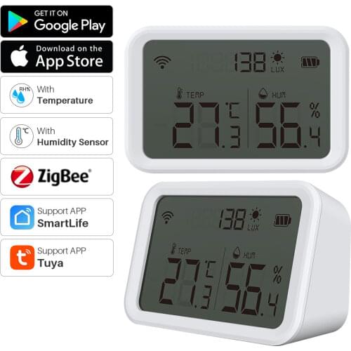 Zigbee 3.0 Tuya Temperature Humidity Sensor Light Intensity Detector Hygrometer Thermometer Smart Home Works With SmartLife APP