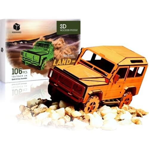 Pershang Land Rover Jeep 106 Piece Wooden 3D Puzzle