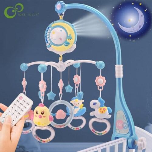 Baby Rattles Crib Mobiles Toy Holder Rotating Mobile Bed Bell Musical Box Projection 0-12 Months Newborn Infant Baby Toys GYH