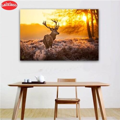 Diy Diamond Painting Modern animal art, sunset deer scenery Diamond Embroidery Full square round drilling 5d Diamond Mosaic kits