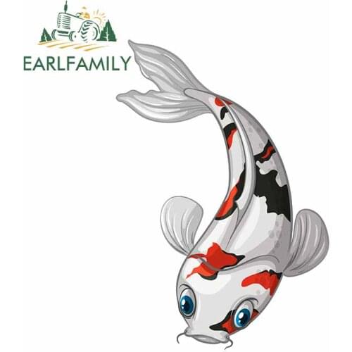 EARLFAMILY 13cm x 9cm for White Koi Simulation Waterproof Decal Decoration Anime RV Trunk Occlusion Scratch Windows Car Stickers