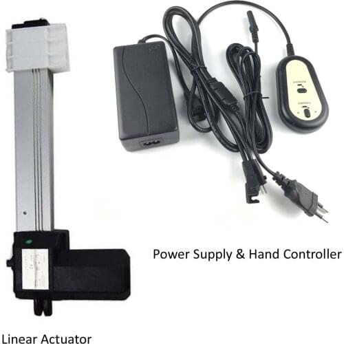 Electric Linear Actuator 24VDC Stroke 25mm-1000mm Thrust 4000N/400kg Speed 5mm/s 20mm/s 35mm/s + Power Supply + Hand Controller