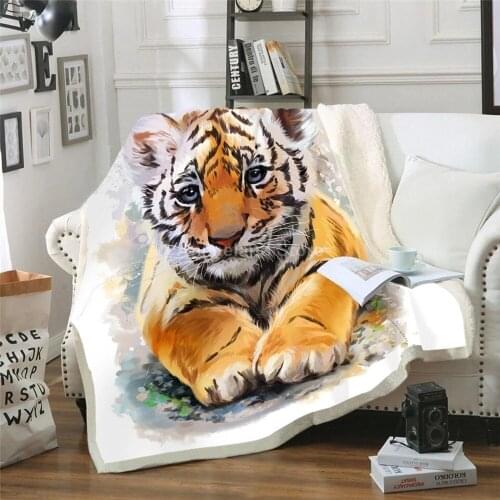 Little Tiger Blanket 3D Print Fleece Blankets For Beds Home Textiles Luxury Adult Gift Warm Bedspread Soft Winter Animal Pattern