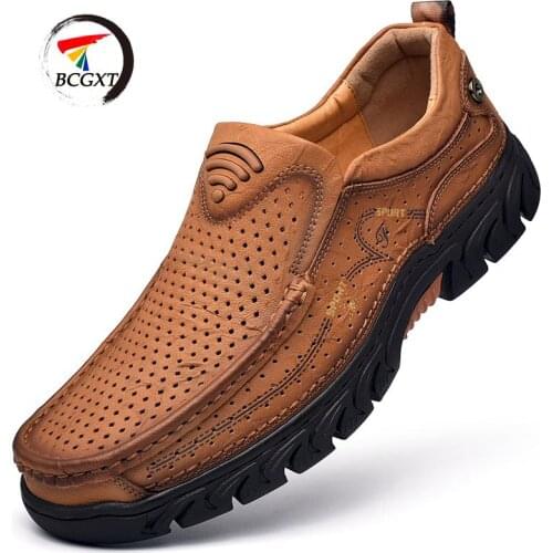 High Quality 2020 New Men Comfortable Outdoor Waterproof Shoes Leather Sneakers Fashion Casual Shoes Male Big Size 38-48