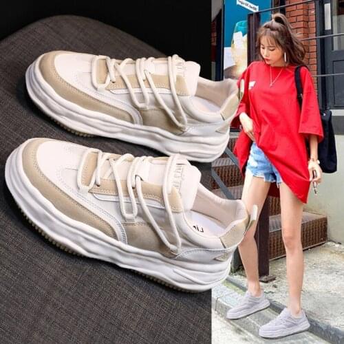 White Platform Shoes Women Trend Sneakers 2021 Summer Outdoor Walking Casual Sport Shoes Lace Up Comfort Breathable Flats New