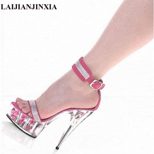 LAIJIANJINXIA Womens 15CM High Heels Transparent Platform Romantic Sexy Sandals Dancing Shoes Open Toe Pole Dance Shoes