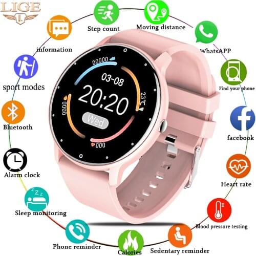LIGE New Fasion Smart Watch Women Waterproof Heart Rate Sleep Monitor Sports fitness Smartwatch For Ladies ForAndroid IOS