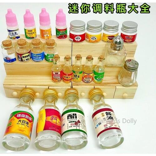Dollhouse Mini Sauce Bottle, Vinegar Bottle, Cooking Wine Sauce Empty Bottle Dollhouse Kitchen Accessories